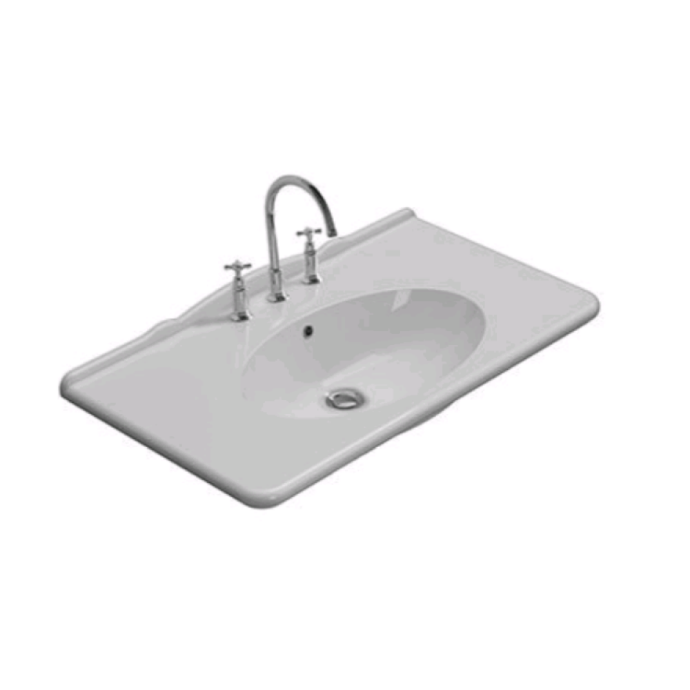 Раковина, Globo, Paestum, шгв 1000*550*200, отверстия для смесителя-1, цвет-белый