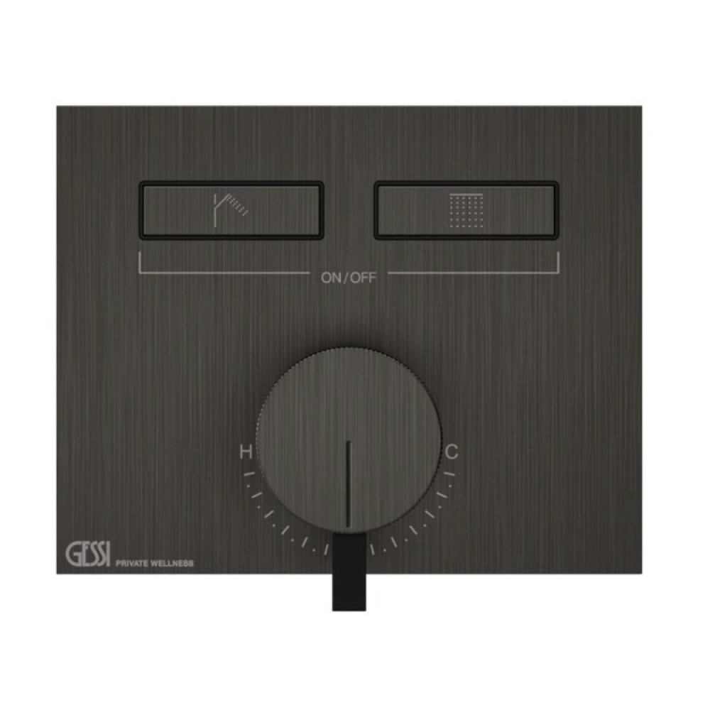 Смеситель для душа, Gessi, HI-FI, на 2 потребителя, цвет-Black Metal Brushed PVD