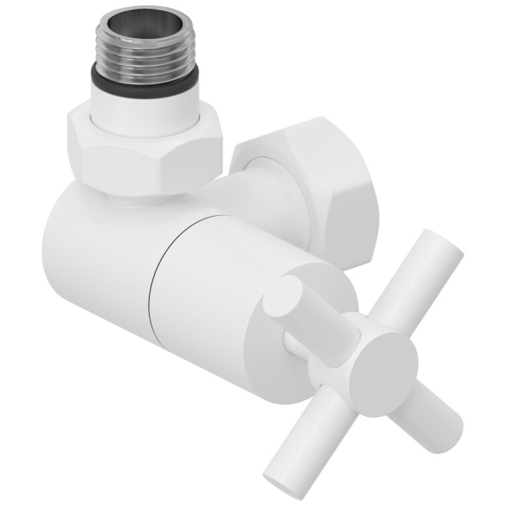 Вентиль, Сунержа, 3D, G 1/2" НР х G 3/4" НГ, левый, крест, цвет-белый матовый
