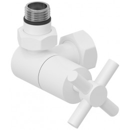 Вентиль, Сунержа, 3D, G 1/2" НР х G 3/4" НГ, левый, крест, цвет-белый матовый