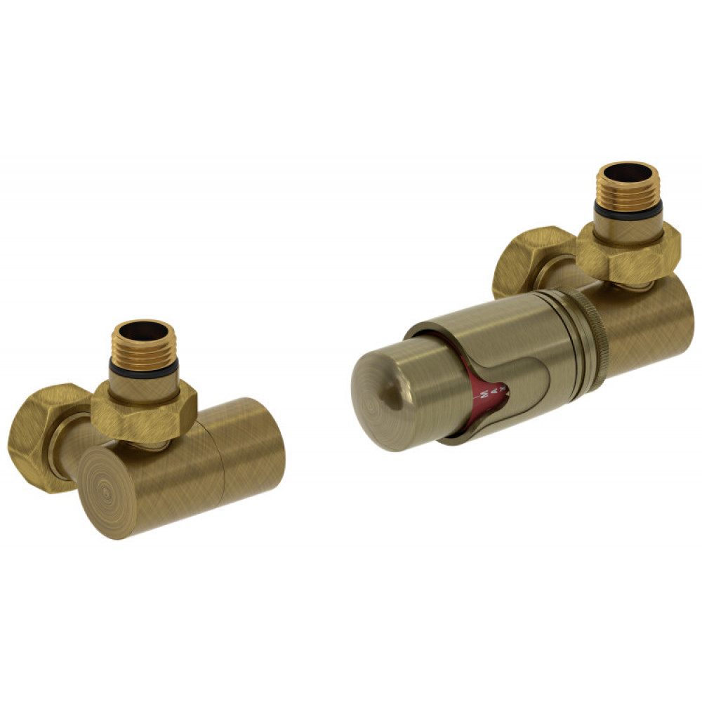 Терморегулятор, Сунержа, 3D, автоматический, G 1/2" НР х G 3/4" НГ, набор, правый, цвет-бронза состаренная