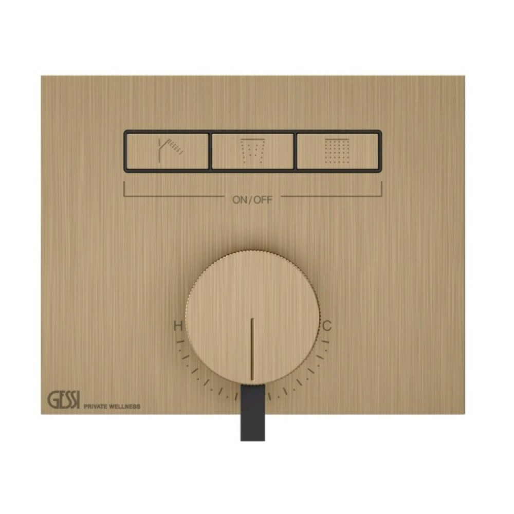 Смеситель для душа, Gessi, HI-FI, на 3 потребителя, цвет-Warm Bronze Brushed PVD