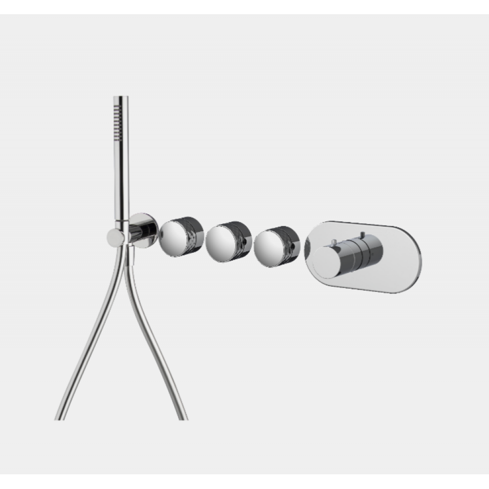 Смеситель для душа, Fima Carlo Frattini, Fimatherm, X COLLECTION, на 3 потребителя, цвет-золото брашированное