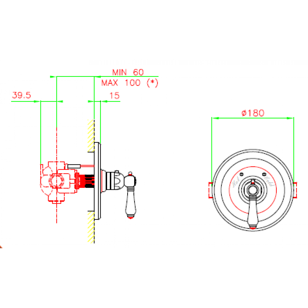 Смеситель для душа, Nicolazzi, P.Mont Blanc, цвет-English Gold
