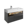 Тумба под раковину, Burg, Yumo, шгв 1015*470*610, раковина-в комплекте, цвет-Grey high gloss