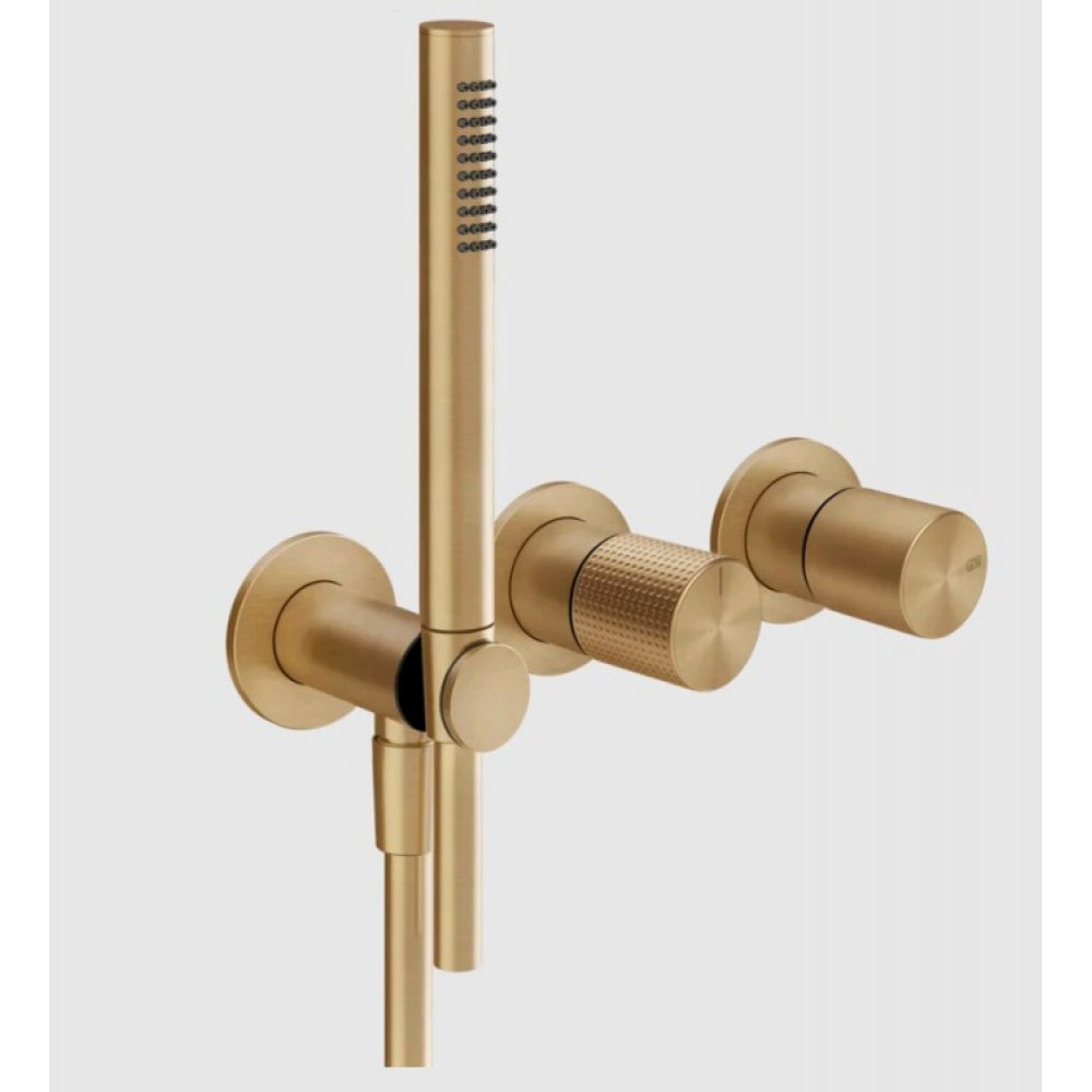 Смеситель для душа, Gessi, Habito Cesello, на 2 потребителя, цвет-Warm Bronze Brushed PVD