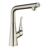Смеситель для кухни, Hansgrohe, Metris Select M71, Eco, цвет-сталь