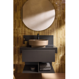 Тумба под раковину, Duravit, Balcoon, шгв 800*570*522, петли-слева и справа, раковина-необходимо заказать, цвет корпуса/фасада-Slate brown matt decor/Slate brown structured mat