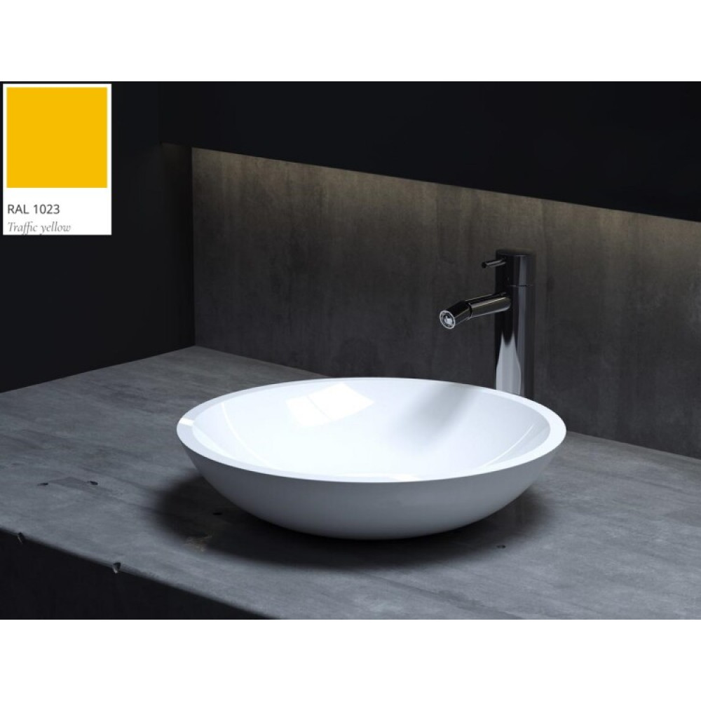 Раковина, Salini, Callista 05, шгв 365*365*85, отверстия для смесителя-отсутствуют, цвет внутри и снаружи-RAL1023 матовый