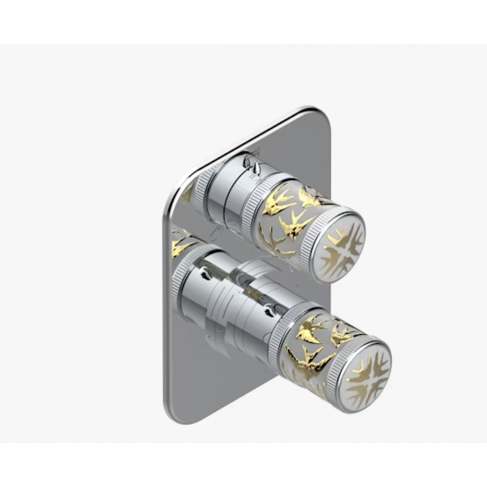 Смеситель для душа, THG, Hirondelles Gold stamped, на 3 потребителя, цвет-хром