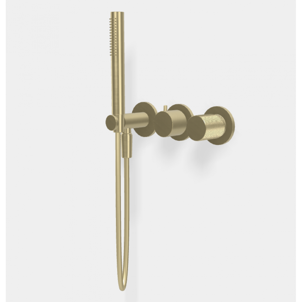 Смеситель для душа, Fima Carlo Frattini, Spillo Tech,G COLLECTION, на 2 потребителя, цвет-шампань брашированная