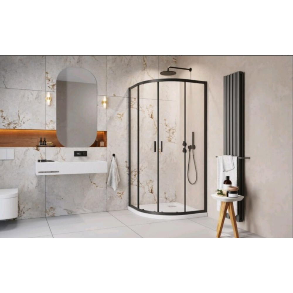 Душевое ограждение, Radaway, Alienta A, шгв 800*800*1900, петли-слева и справа, черный, цвет стекла-прозрачный, Easy Clean