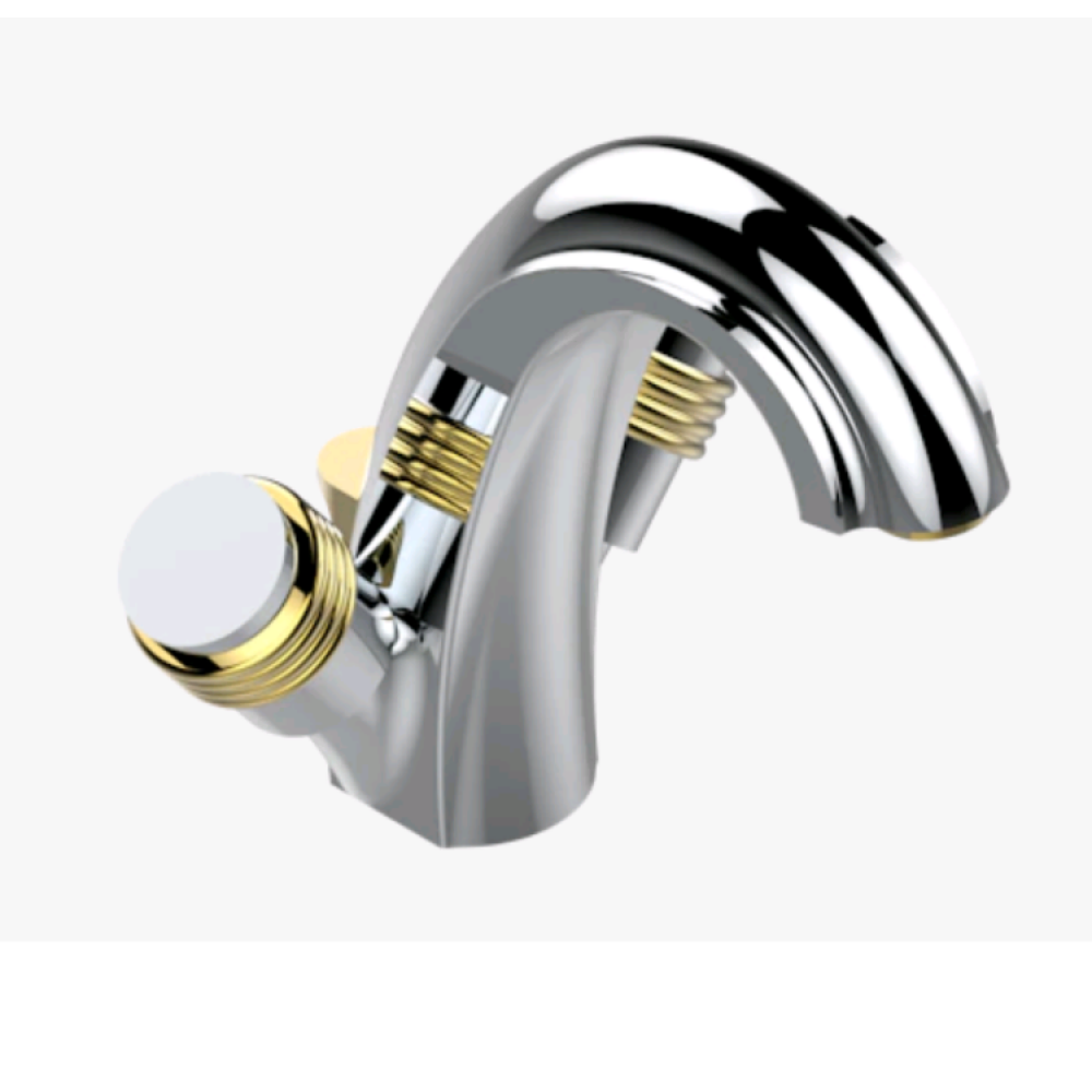 Смеситель для раковины, THG, Diplomate grooved rings, цвет-хром/золото