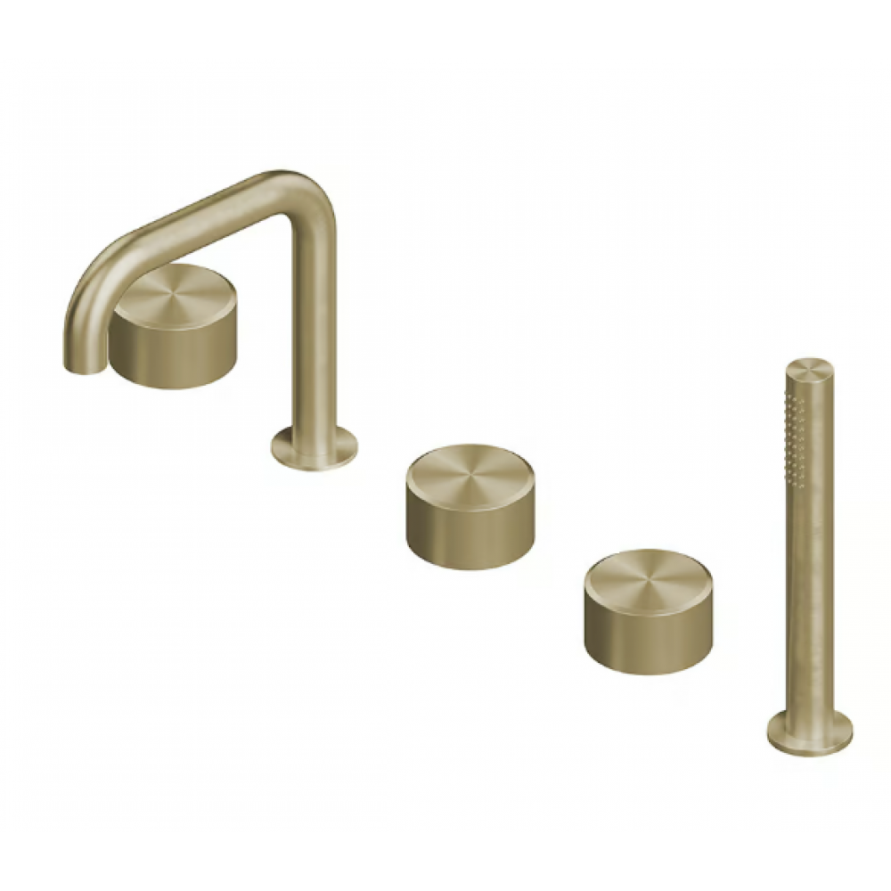 Смеситель для ванны и душа, Quadro design, Stereo, цвет-золото светлое (Light Gold)