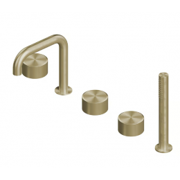 Смеситель для ванны и душа, Quadro design, Stereo, цвет-золото светлое (Light Gold)