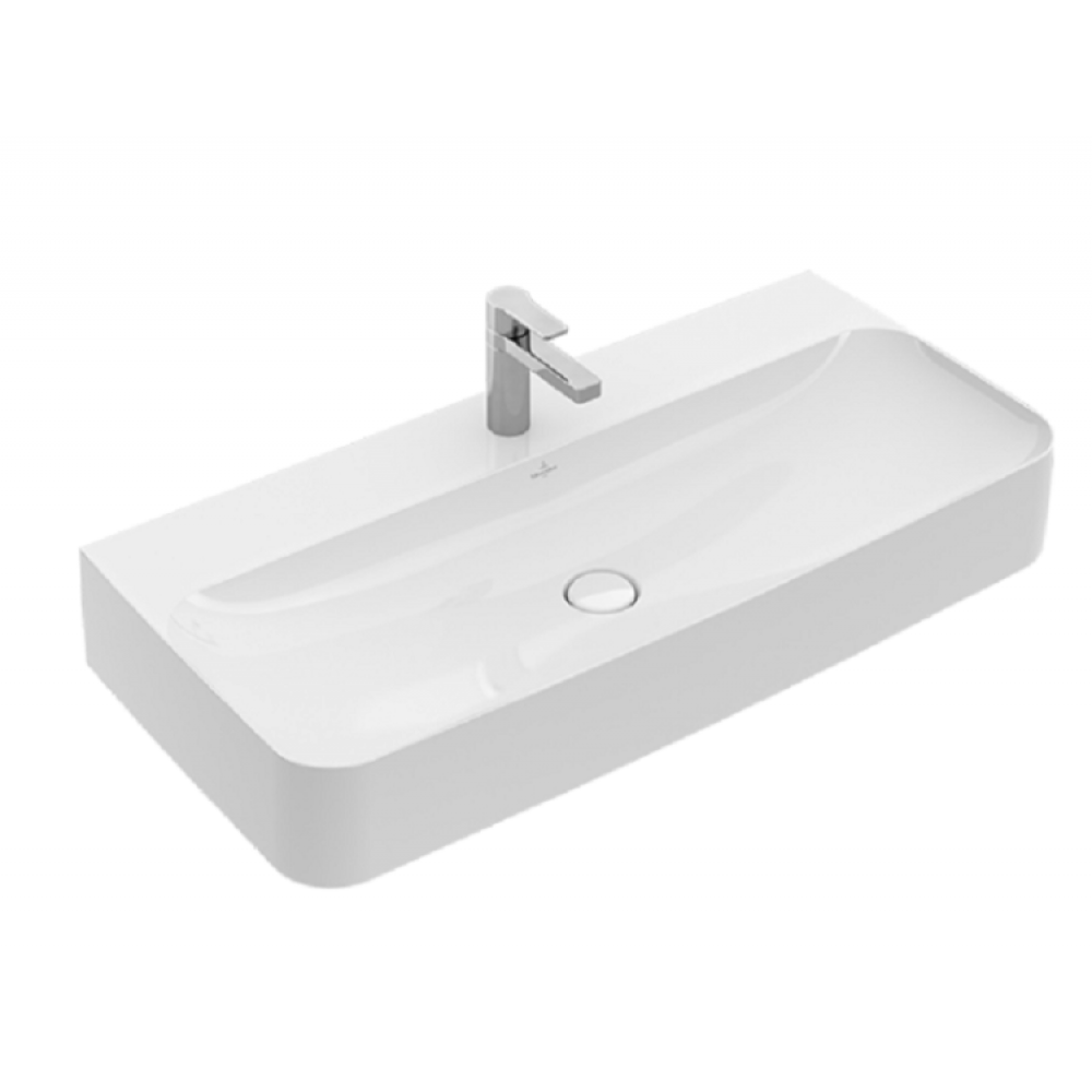 Раковина, Villeroy&Boch, Finion, шгв 1000*470*165, отверстия для смесителя-1 сквозное, 2 промаркированных, CeramicPlus, цвет-альпийский белый