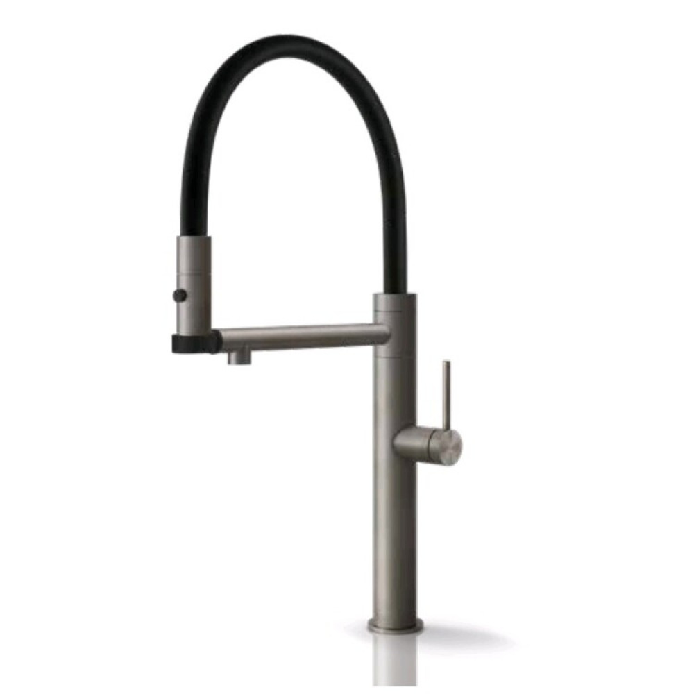 Смеситель для кухни, Gessi, 316 Flessa, цвет-сталь брашированная