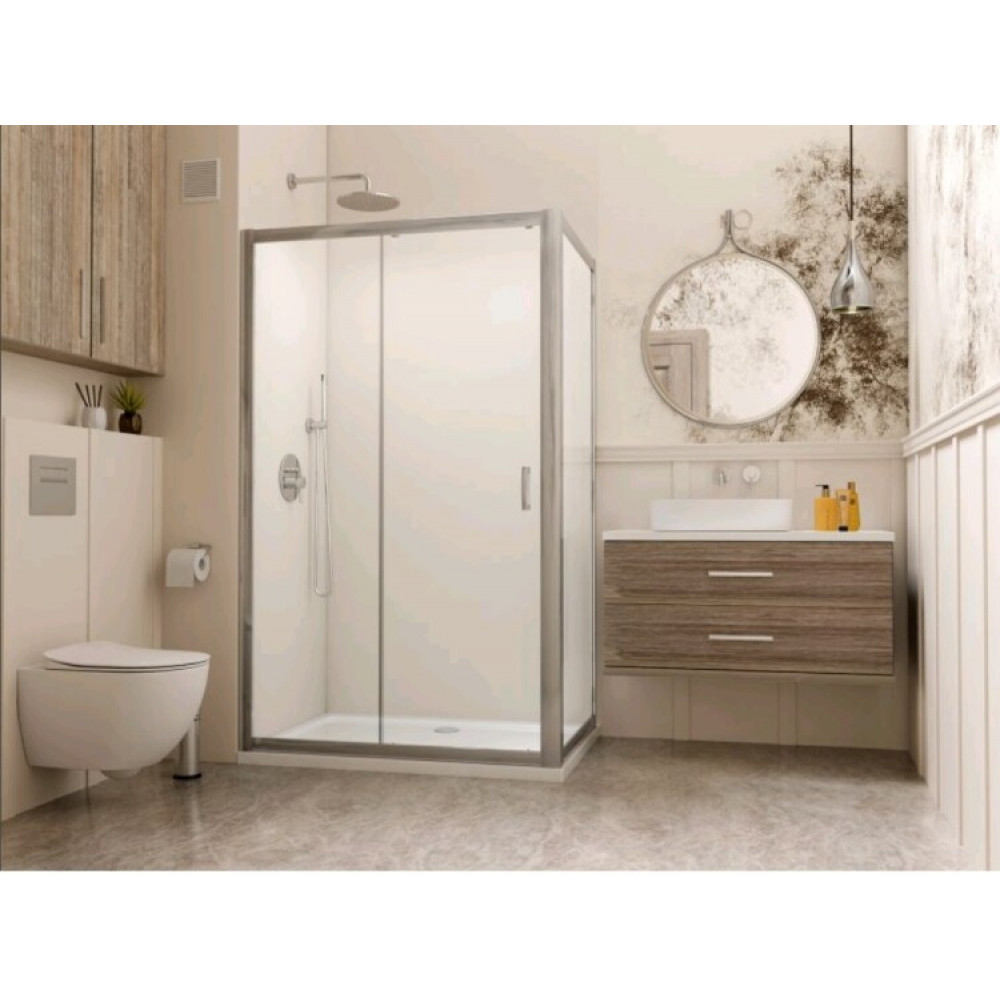 Боковая стенка, Radaway, Premium Plus, шв 800*1900, хром, цвет стекла-фабрик (крапинка), Easy Clean