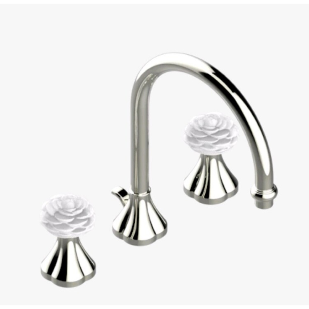 Смеситель для раковины, THG, Camélia Clear crystal, цвет-никель