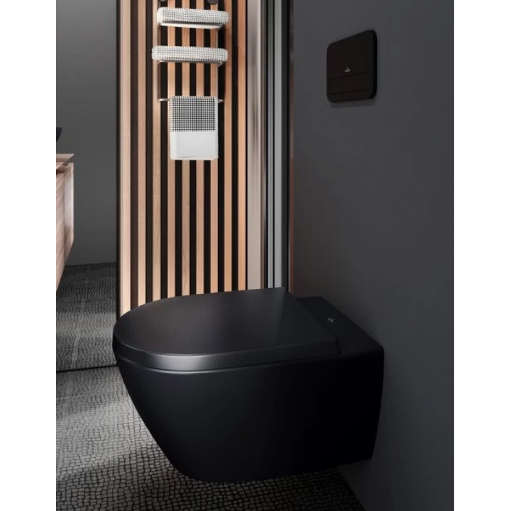 Унитаз, Villeroy&Boch, Subway 2.0, подвесной, шгв 370*560*365, CeramicPlus/AntiBac, цвет-Pure Black