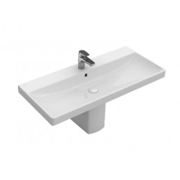 Раковина, Villeroy&Boch, Avento, шг 800*470, отверстия для смесителя-1 сквозное, 2 промаркированных, CeramicPlus, цвет-альпийский белый