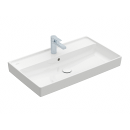 Раковина, Villeroy&Boch, Collaro, шг 800*470, отверстия для смесителя-1 сквозное, 2 промаркированных, CeramicPlus, цвет-альпийский белый