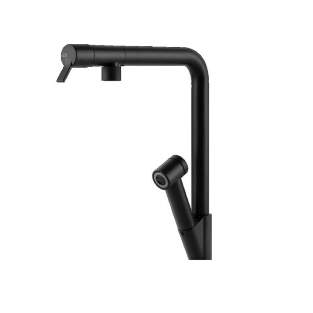 Смеситель для кухни, Gessi, Fisso, со съемный душем, цвет-черный матовый (Matt Black, Nero Opaco)