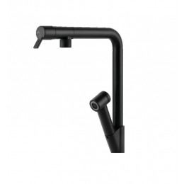 Смеситель для кухни, Gessi, Fisso, со съемный душем, цвет-черный матовый (Matt Black, Nero Opaco)