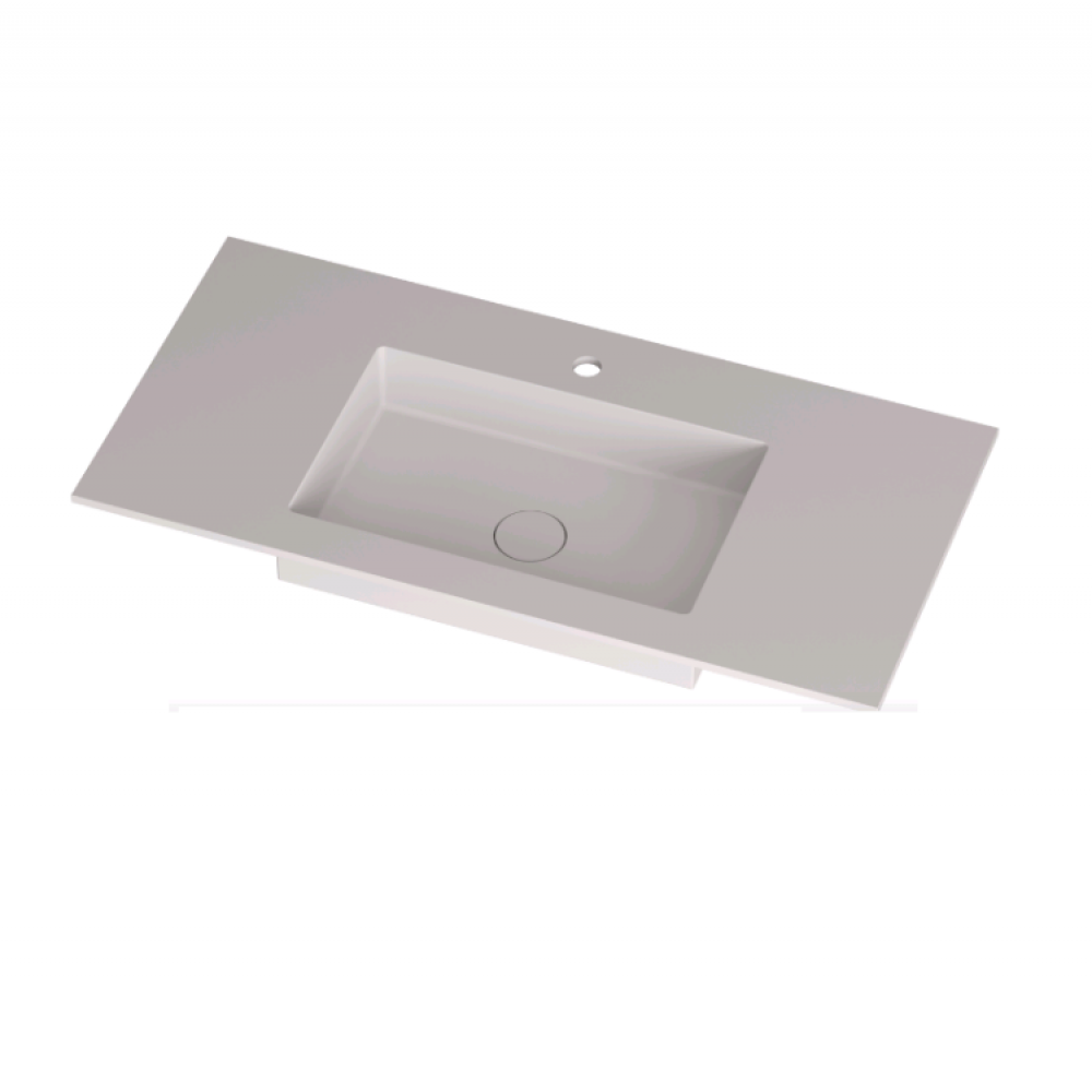 Столешница, MOBO, Normal for Mono, шгв 692*465*12, интегрированная раковина-есть, отверстие-1, донный клапан Solid surface, цвет-белый матовый