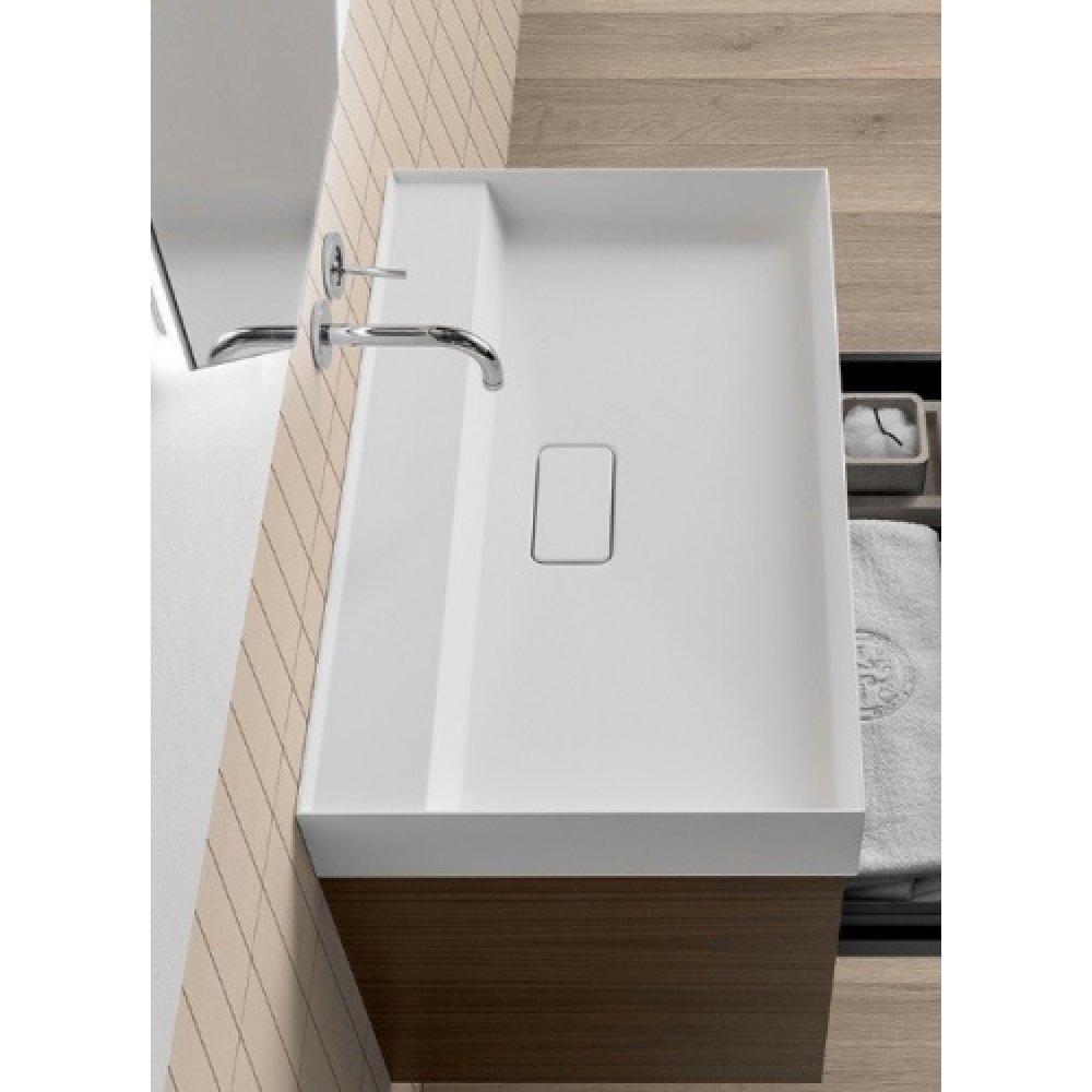 Раковина, Oasis, Rebel, шгв 850*515*120, отверстия для смесителя-1, цвет-белый матовый (НЕЛЬЗЯ ПРОДАВАТЬ ОТДЕЛЬНО ОТ ТУМБЫ) (ПРОДАЕТСЯ ТОЛЬКО В КОМПЛЕ