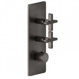 Смеситель для душа, Gessi, Inciso Bath&Shower, на 2 потребителя, цвет-Black Metal Brushed PVD