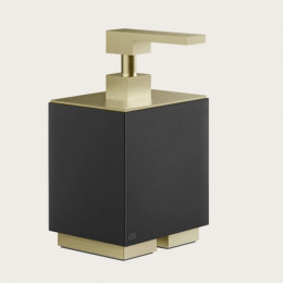 Дозатор для жидкого мыла, Gessi, Rettangolo, шгв 105*118*193, цвет дозатора-Brushed Brass PVD/чёрный