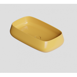 Раковина, Alice, NUR, шгв 600*350*140, отверстия для смесителя-отсутствуют, Aliglaze+, цвет-мед (Honey)