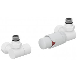 Терморегулятор, Сунержа, 3D, автоматический, G 1/2" НР х G 3/4" НГ, набор, правый, цвет-белый матовый