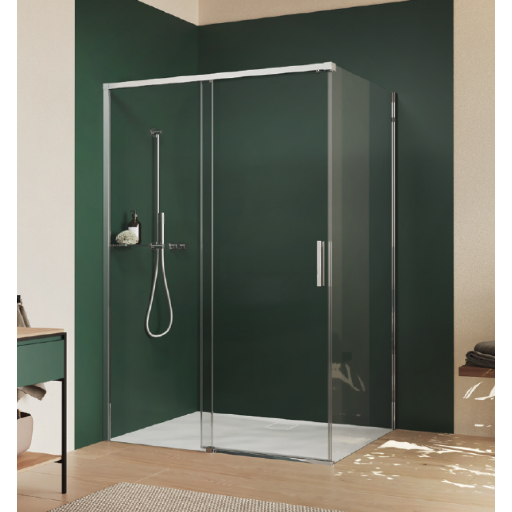 Дверь, Huppe, Vita, шв 1450*2000, петли-справа, блестящее серебро, цвет стекла-прозрачный