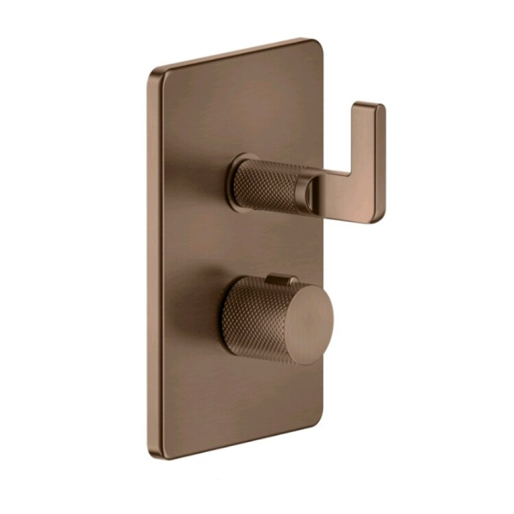 Смеситель для душа, Gessi, Inciso Bath&Shower, на 3 потребителя, цвет-Copper Brushed PVD