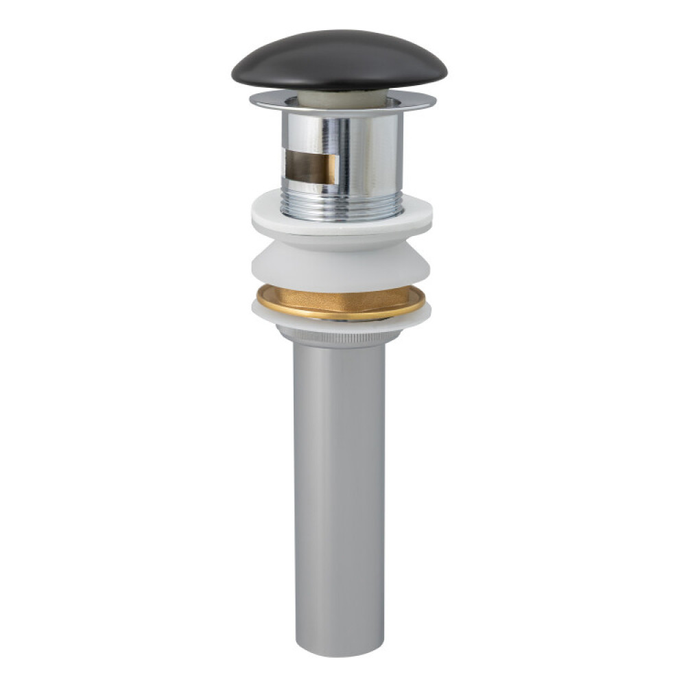 Донный клапан, Splendy, для раковин, с переливом, 1 1/4", цвет-черный матовый