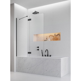 Шторка на ванну, Radaway, Essenza PND II, шв 1300*1500, петли-слева, цвет фурнитуры-черный, цвет стекла-прозрачный, Easy Clean