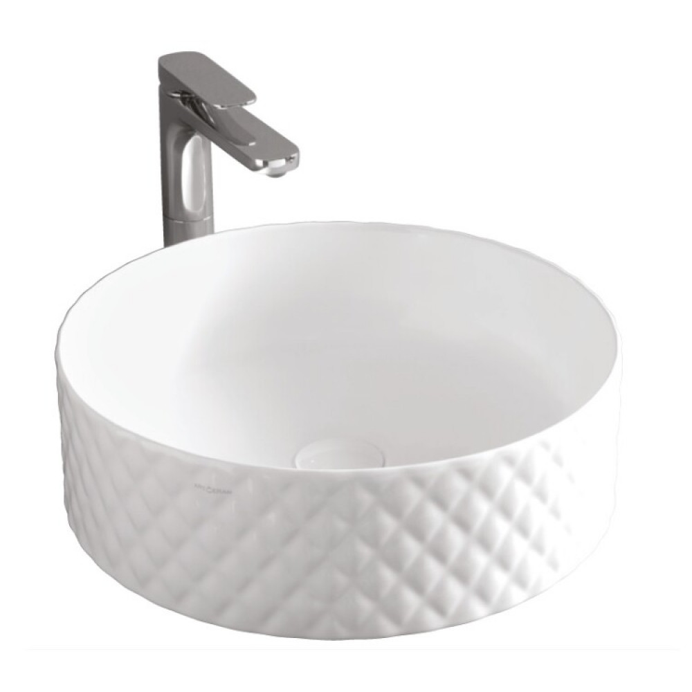 Раковина, Artceram, Rombo, шгв 440*440*145, отверстия для смесителя-отсутствуют, цвет-Glossy White