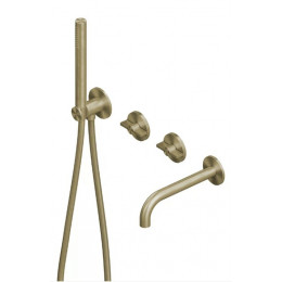 Смеситель для ванны и душа, Quadro design, Valvola01, на 2 потребителя, цвет-золото светлое