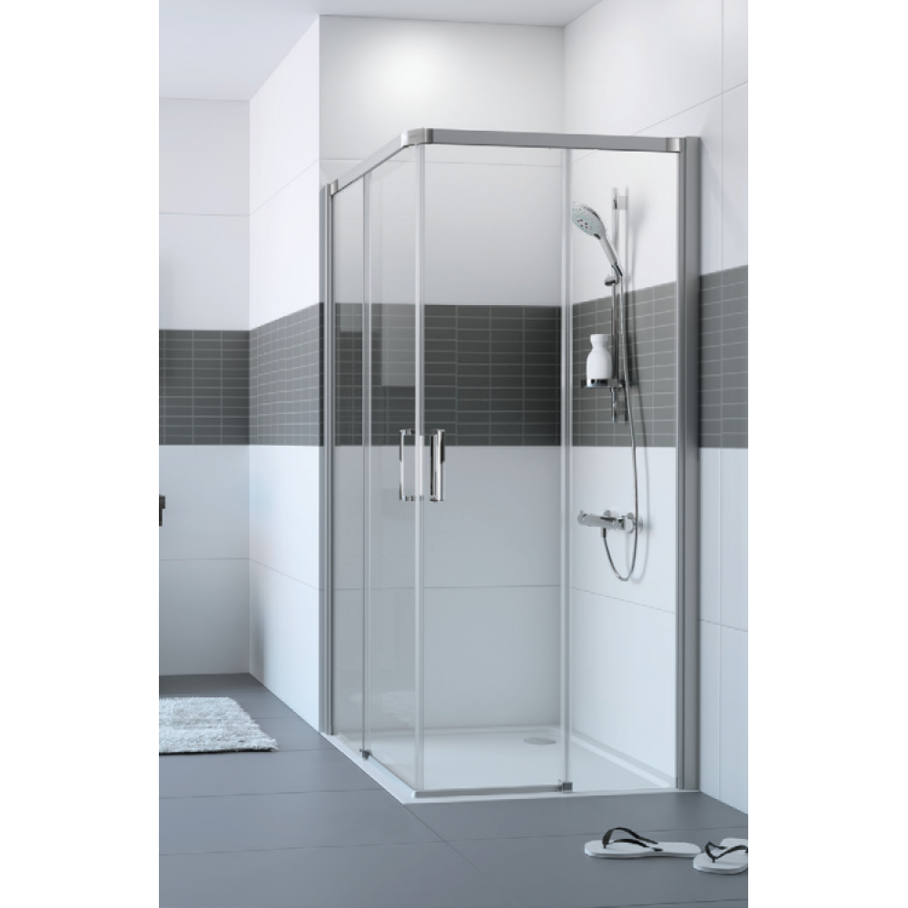 Душевое ограждение, Huppe, Design Pure, шгв 900*900*2000, блестящее серебро, цвет стекла-прозрачный