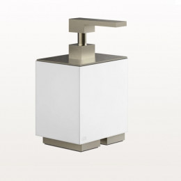 Дозатор для жидкого мыла, Gessi, Rettangolo, шгв 105*118*193, цвет дозатора-Finox Brushed Nickel/белый