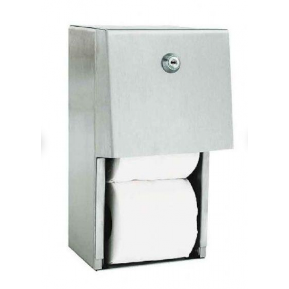 Диспенсер для двух малых рулонов туалетной бумаги, Nofer, шгв 152*170*305, антивандальный, цвет-сталь