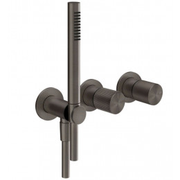 Смеситель для душа, Gessi, Habito Rigato, на 2 потребителя, цвет-Black Metal Brushed PVD