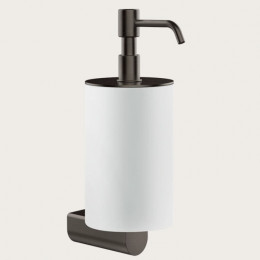 Дозатор для жидкого мыла, Gessi, Rilievo, шгв 75*121*222, цвет дозатора-Black Metal Brushed PVD/белый