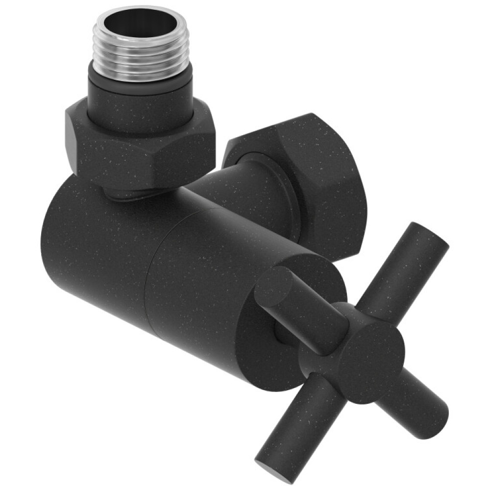 Вентиль, Сунержа, 3D, G 1/2" НР х G 3/4" НГ, левый, крест, цвет-тёмный титан муар