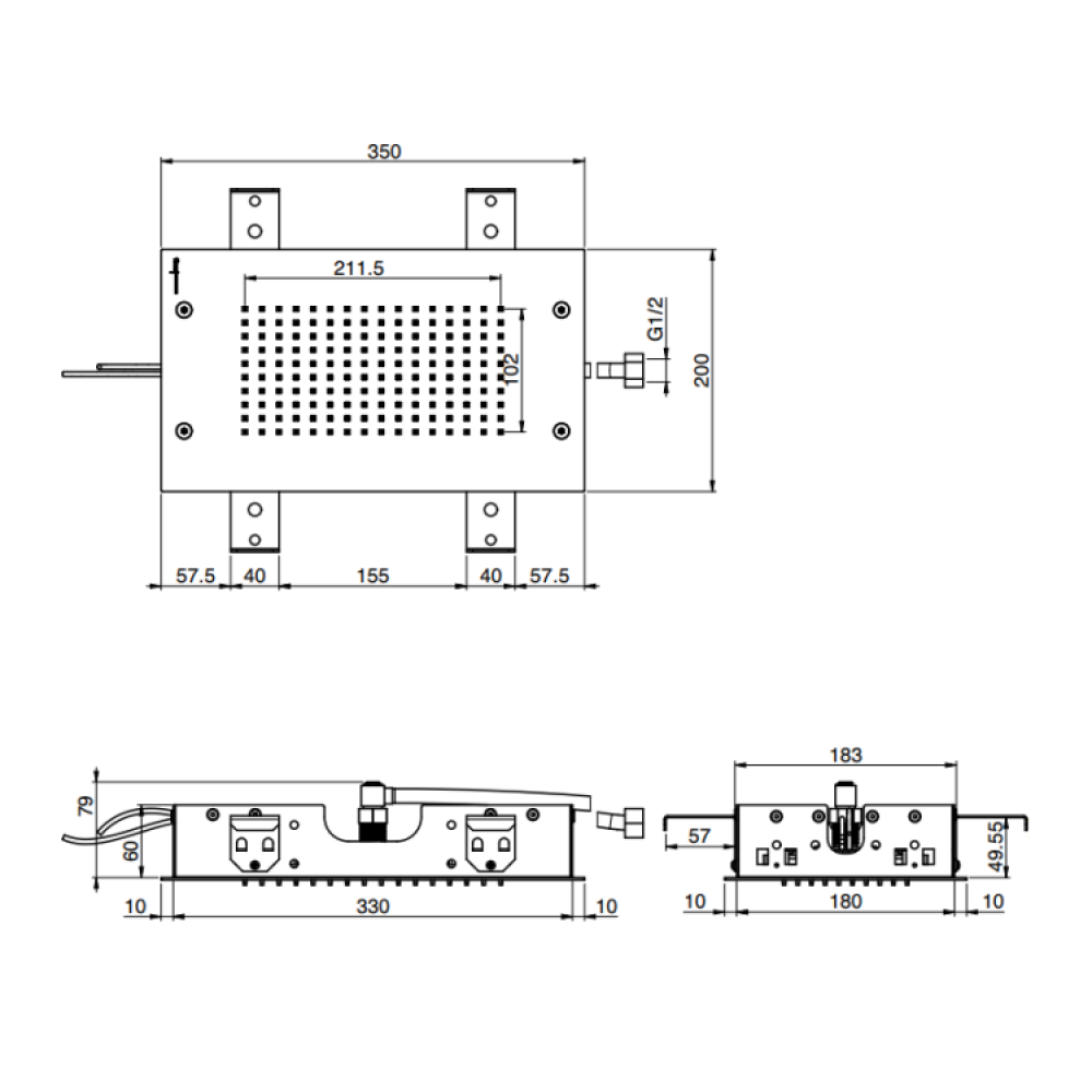 Верхний душ, Fima Carlo Frattini, Showerhead, 350*200, цвет-хром