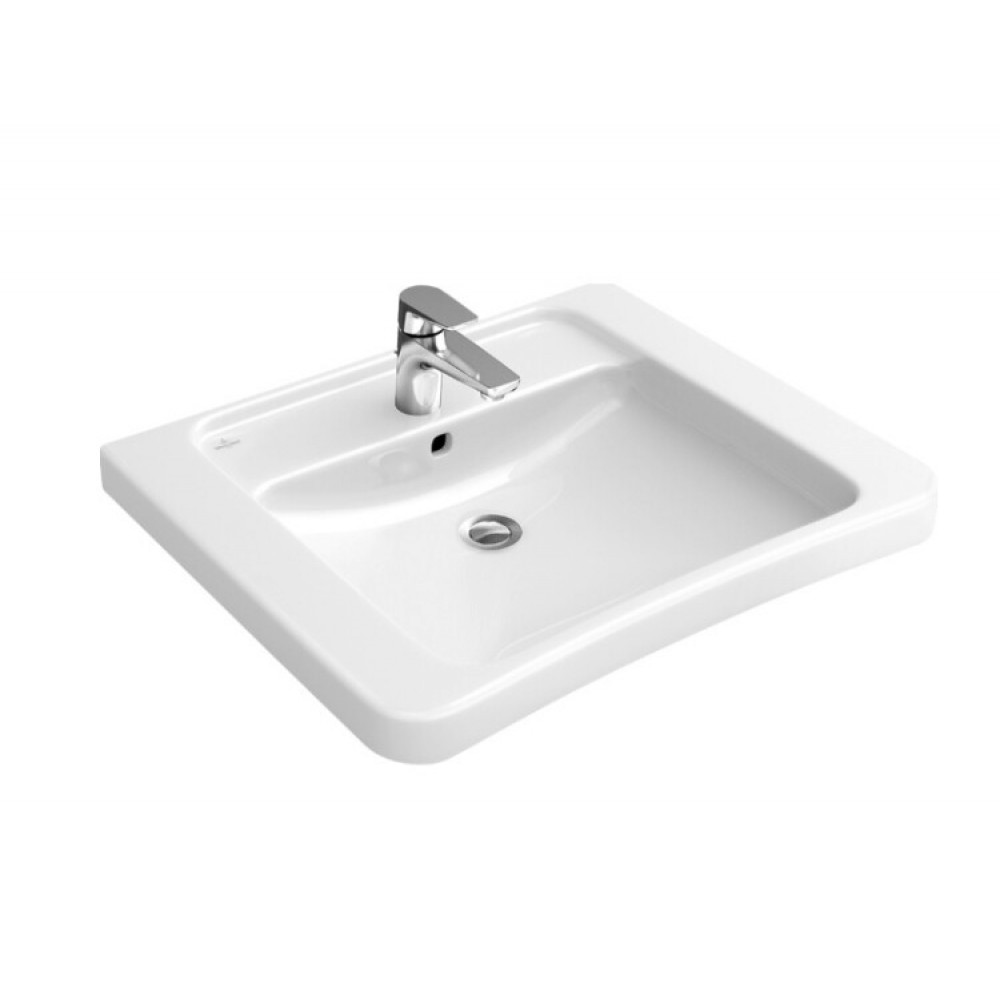 Раковина, Villeroy&Boch, ViCare, шгв 650*550*190, отверстия для смесителя-1, цвет-альпийский белый