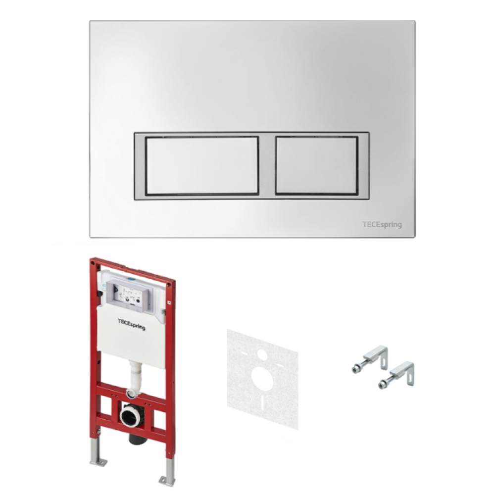 Инсталляция, TECE, TeceSpring V, для унитаза, шгв 506*165*1144, цвет клавиши/панели-хром глянцевый