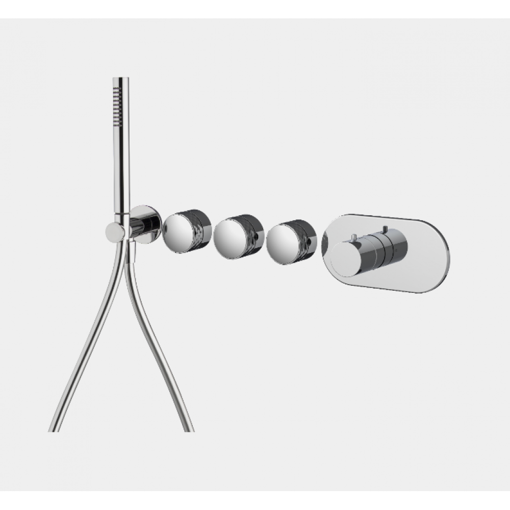 Смеситель для душа, Fima Carlo Frattini, Fimatherm, V COLLECTION, на 3 потребителя, цвет-черный матовый